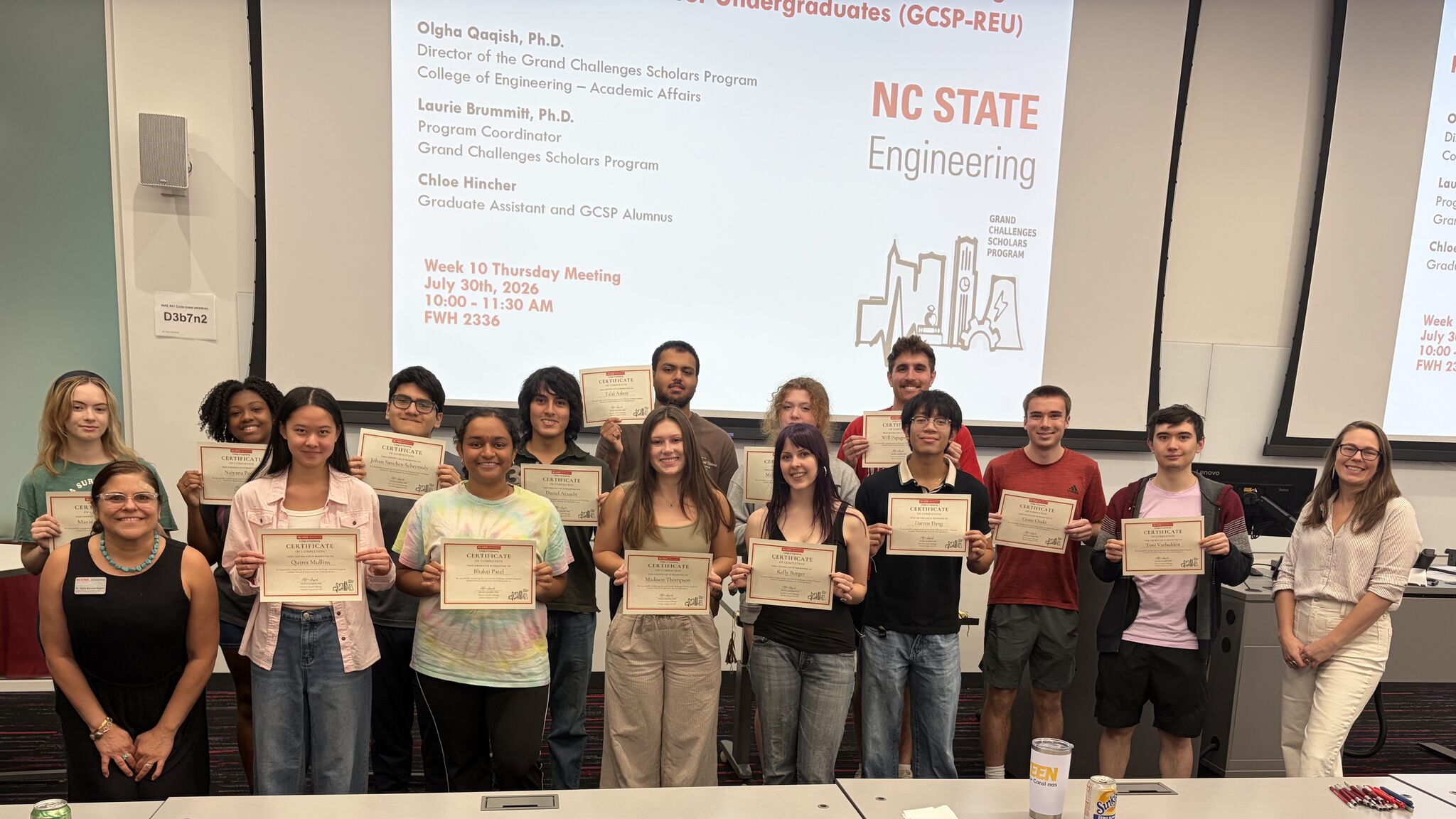 GCSP-REU Summer cohort with certificates of completion